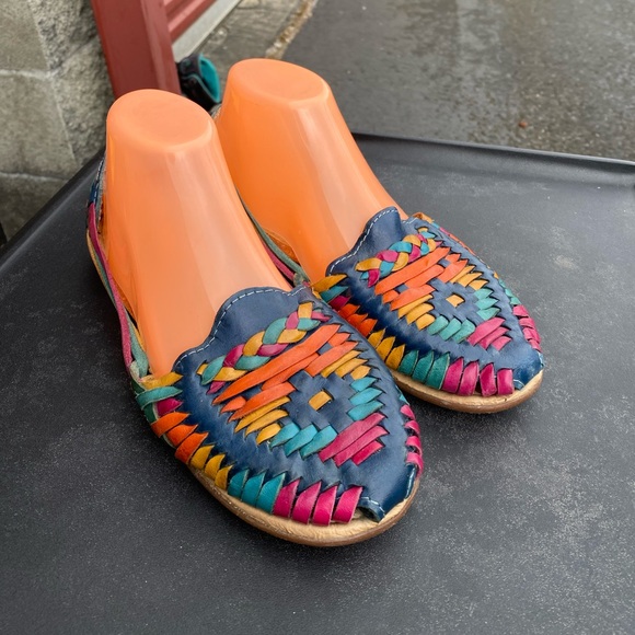 Totuga Women’s Multi Color hand made huarache made in Mexico Sandals Size 9.5 - Picture 2 of 12